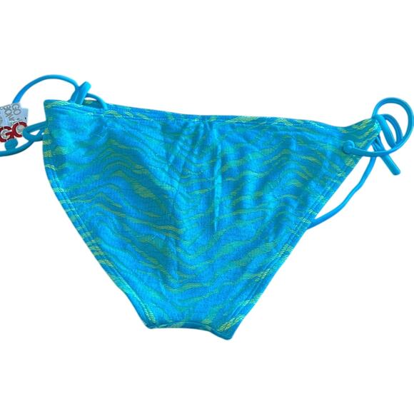 Bongo Juniors L Blue Lace Side Tie Bikini Bottom NWT String Summer Travel - Picture 5 of 5